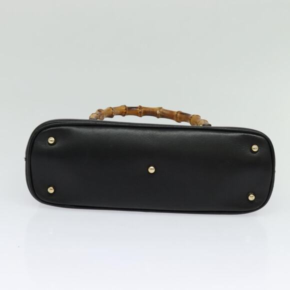 GUCCI Bamboo Hand Bag Leather Black Gold 000 2865 000 2865 - Picture 9 of 12